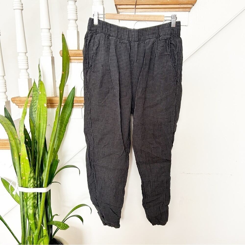 Eileen Fisher Black-and-White Checked Pull-On Pants